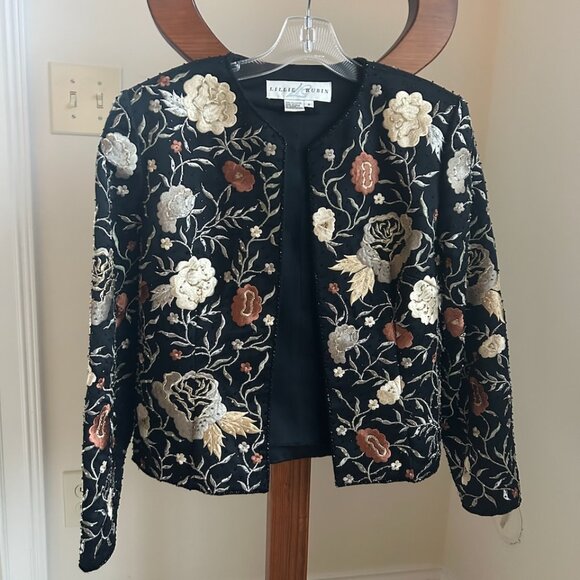 Lille Rubin jacket black with floral size 8 - Picture 1 of 10